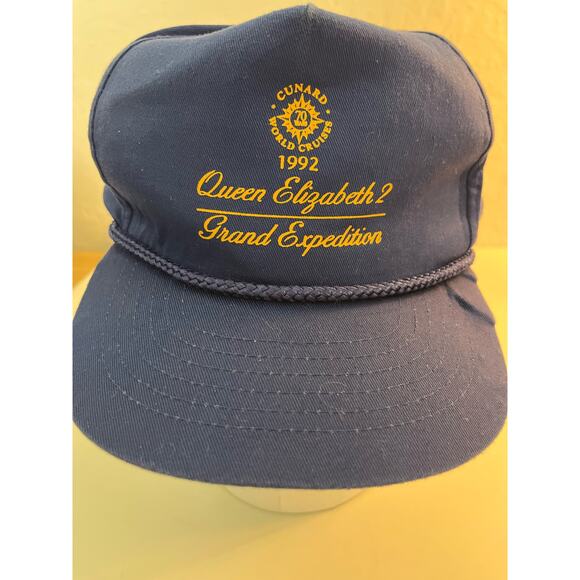 Cunard World Cruises 1992 Queen Elizabeth 2 Grand Expedition Hat Vintage Rare! - Picture 2 of 9